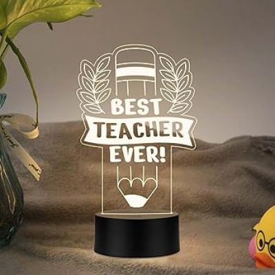 3D Illusion Best Teacher Ever Led Desk Table Lamp Teachers Day Gift Office & Home Decoration Light  Memorable Gift for Teacher Madam Sir Warm White Light