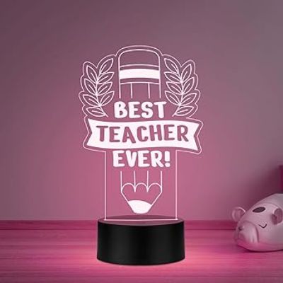 3D Illusion Best Teacher Ever Led Desk Table Lamp Teachers Day Gift Office & Home Decoration Light Memorable Gift for Teacher Madam Sir Multicolored Light