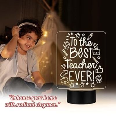 To The Best Teacher Ever Led Night Lamp with Warm White Light Teachers Day Gift from Student Birthday Gift for Madam Sir