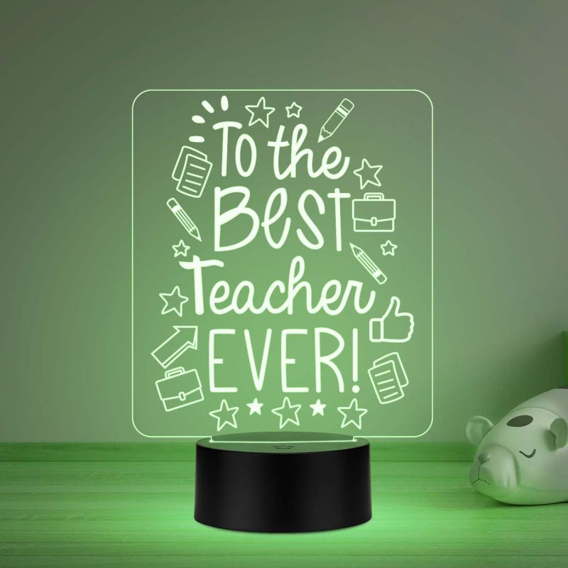 to The Best Teacher Ever Led Night Lamp with Automatic Color Changing Light Teachers Day Gift from Student  Birthday Gift for Madam Sir
