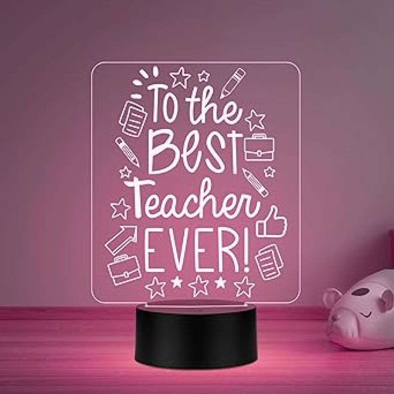 to The Best Teacher Ever Led Night Lamp with Automatic Color Changing Light Teachers Day Gift from Student  Birthday Gift for Madam Sir