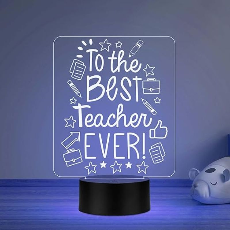 to The Best Teacher Ever Led Night Lamp with Automatic Color Changing Light Teachers Day Gift from Student  Birthday Gift for Madam Sir