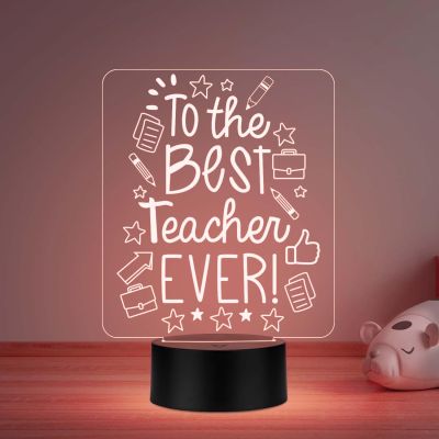 to The Best Teacher Ever Led Night Lamp with Automatic Color Changing Light Teachers Day Gift from Student  Birthday Gift for Madam Sir
