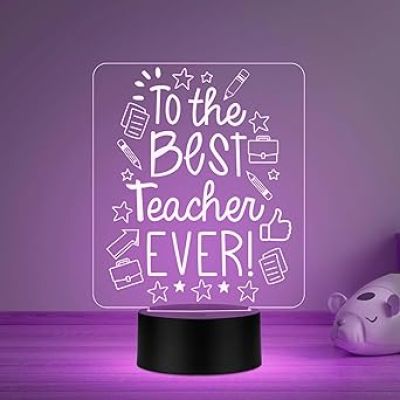 to The Best Teacher Ever Led Night Lamp with Automatic Color Changing Light Teachers Day Gift from Student  Birthday Gift for Madam Sir