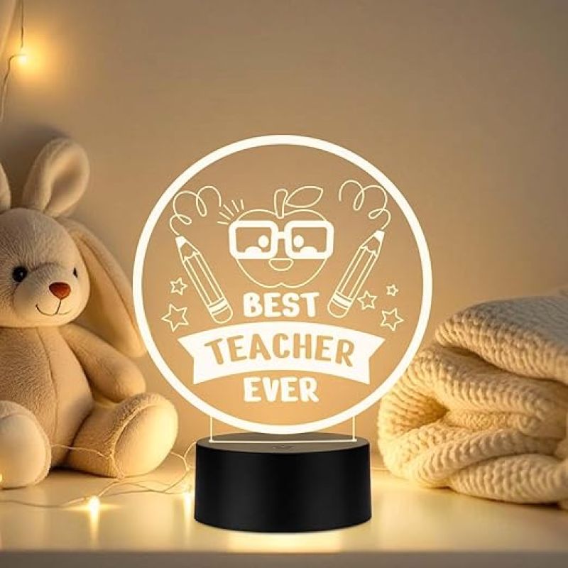 Best Teacher Ever LED Desk Table Lamp with Warm White Light Memorable Gift for Teacher Birthday Gift for Teachers  Teachers Day Gift