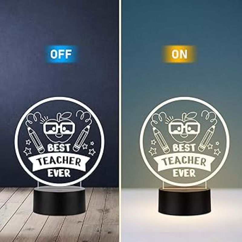 Best Teacher Ever LED Desk Table Lamp with Warm White Light Memorable Gift for Teacher Birthday Gift for Teachers  Teachers Day Gift