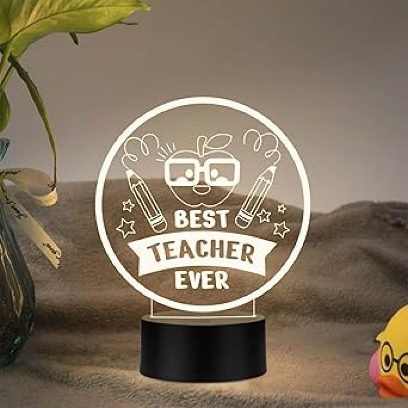 Best Teacher Ever LED Desk Table Lamp with Warm White Light Memorable Gift for Teacher Birthday Gift for Teachers  Teachers Day Gift