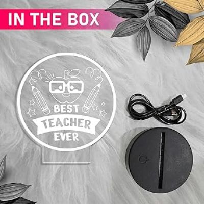 Best Teacher Ever LED Desk Table Lamp with Warm White Light Memorable Gift for Teacher Birthday Gift for Teachers  Teachers Day Gift