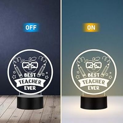 Best Teacher Ever LED Desk Table Lamp with Warm White Light Memorable Gift for Teacher Birthday Gift for Teachers  Teachers Day Gift