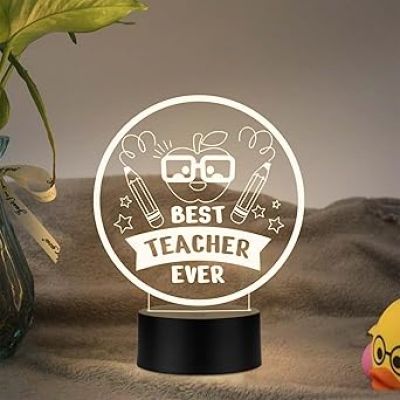 Best Teacher Ever LED Desk Table Lamp with Warm White Light Memorable Gift for Teacher Birthday Gift for Teachers  Teachers Day Gift