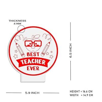 Best Teacher Ever LED Desk Table Lamp with Warm White Light Memorable Gift for Teacher Birthday Gift for Teachers  Teachers Day Gift