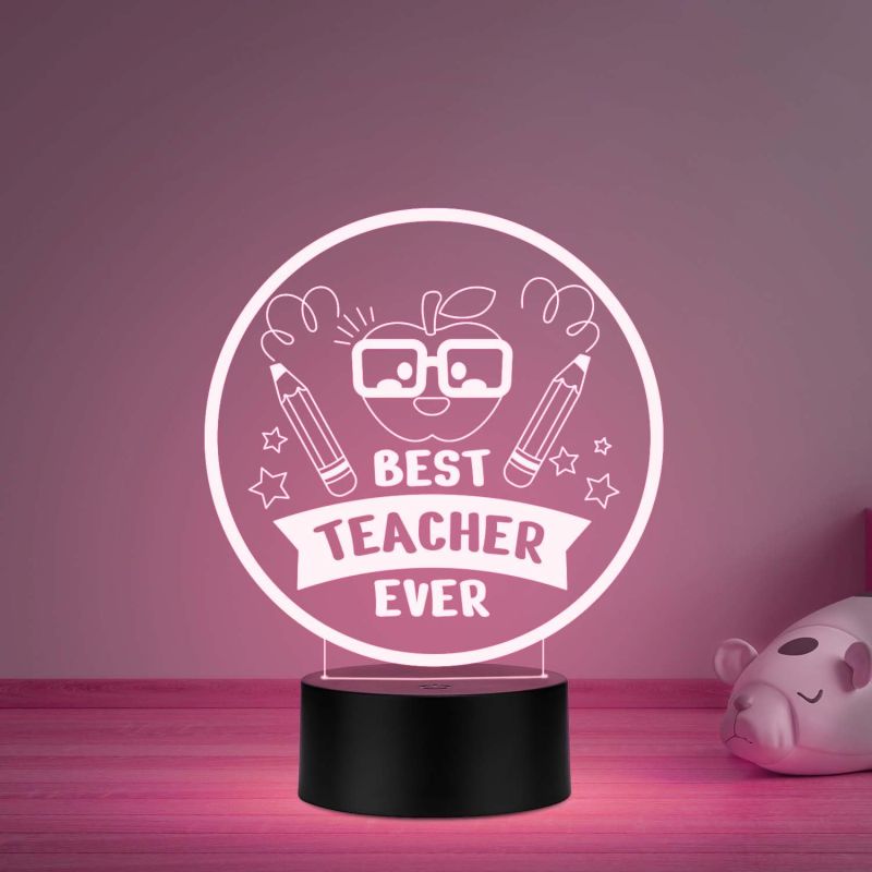 Best Teacher Ever LED Desk Table Lamp with Automatic Color Changing Light Memorable Gift for Teacher  Birthday Gift for Teachers Teachers Day Gift