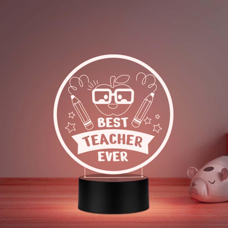Best Teacher Ever LED Desk Table Lamp with Automatic Color Changing Light Memorable Gift for Teacher  Birthday Gift for Teachers Teachers Day Gift