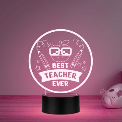 Best Teacher Ever LED Desk Table Lamp with Automatic Color Changing Light Memorable Gift for Teacher  Birthday Gift for Teachers Teachers Day Gift