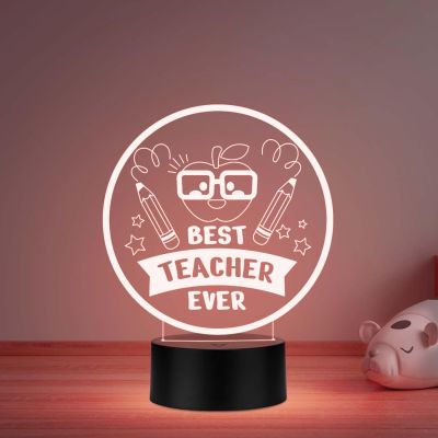 Best Teacher Ever LED Desk Table Lamp with Automatic Color Changing Light Memorable Gift for Teacher  Birthday Gift for Teachers Teachers Day Gift