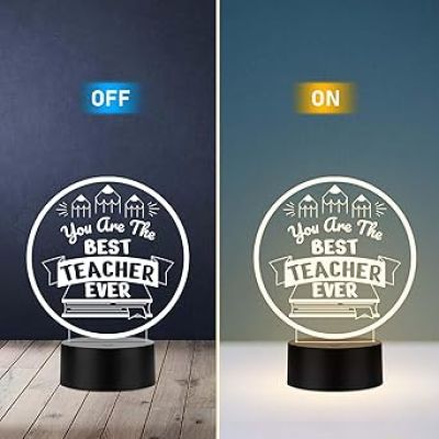 You are The Best Teacher Ever Engraved Night Lamp School Teacher Gift Thankyou Gift for Teacher Teacher Day Gift for Favorite Mam Sir Warm White Light