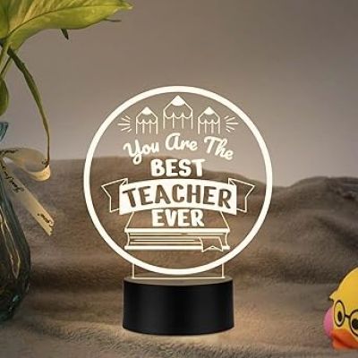You are The Best Teacher Ever Engraved Night Lamp School Teacher Gift Thankyou Gift for Teacher Teacher Day Gift for Favorite Mam Sir Warm White Light