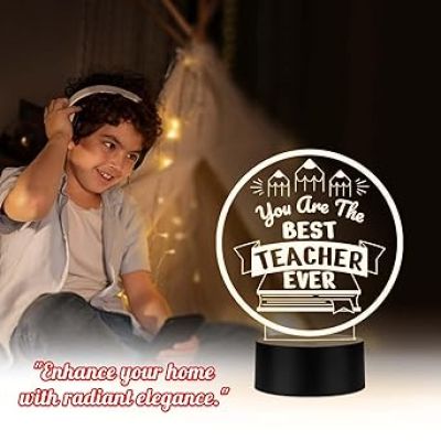 You are The Best Teacher Ever Engraved Night Lamp School Teacher Gift Thankyou Gift for Teacher Teacher Day Gift for Favorite Mam Sir Warm White Light