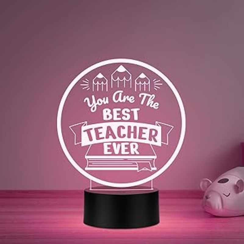 You are The Best Teacher Ever Engraved Night Lamp  School Teacher Gift Thankyou Gift for Teacher Teacher Day Gift for Favorite Mam Sir Multicolored Light