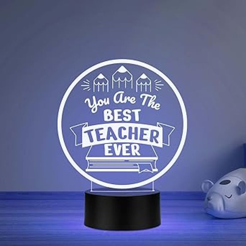 You are The Best Teacher Ever Engraved Night Lamp  School Teacher Gift Thankyou Gift for Teacher Teacher Day Gift for Favorite Mam Sir Multicolored Light