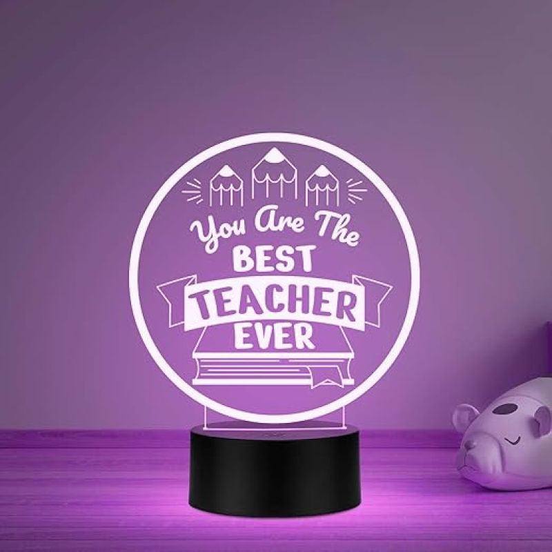 You are The Best Teacher Ever Engraved Night Lamp  School Teacher Gift Thankyou Gift for Teacher Teacher Day Gift for Favorite Mam Sir Multicolored Light