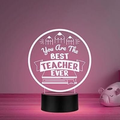 You are The Best Teacher Ever Engraved Night Lamp  School Teacher Gift Thankyou Gift for Teacher Teacher Day Gift for Favorite Mam Sir Multicolored Light