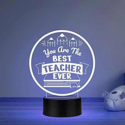 You are The Best Teacher Ever Engraved Night Lamp  School Teacher Gift Thankyou Gift for Teacher Teacher Day Gift for Favorite Mam Sir Multicolored Light