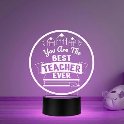 You are The Best Teacher Ever Engraved Night Lamp  School Teacher Gift Thankyou Gift for Teacher Teacher Day Gift for Favorite Mam Sir Multicolored Light
