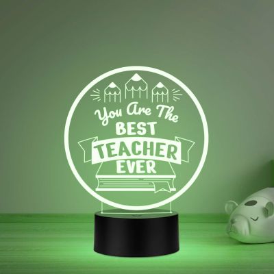 You are The Best Teacher Ever Engraved Night Lamp  School Teacher Gift Thankyou Gift for Teacher Teacher Day Gift for Favorite Mam Sir Multicolored Light