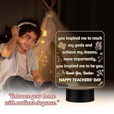 Happy Teachers Day Gift Lamp Teachers Day Gift from Student School Teacher Gift  Memorable Teachers Day Gift for Sir/Madam Warm White Light
