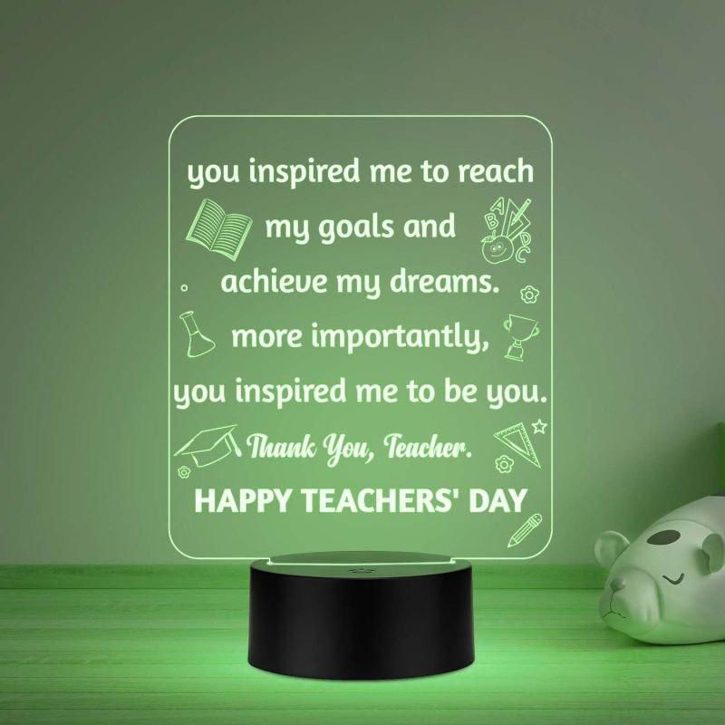 Happy Teachers Day Gift Lamp Teachers Day Gift from Student School Teacher Gift Memorable Teachers Day Gift for Sir/Madam Multicolored Light