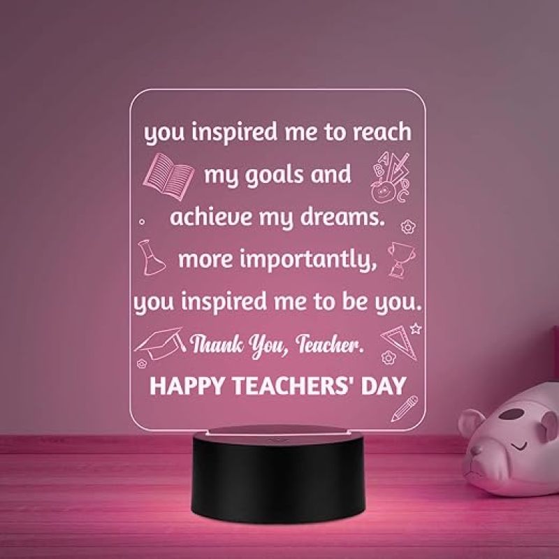 Happy Teachers Day Gift Lamp Teachers Day Gift from Student School Teacher Gift Memorable Teachers Day Gift for Sir/Madam Multicolored Light