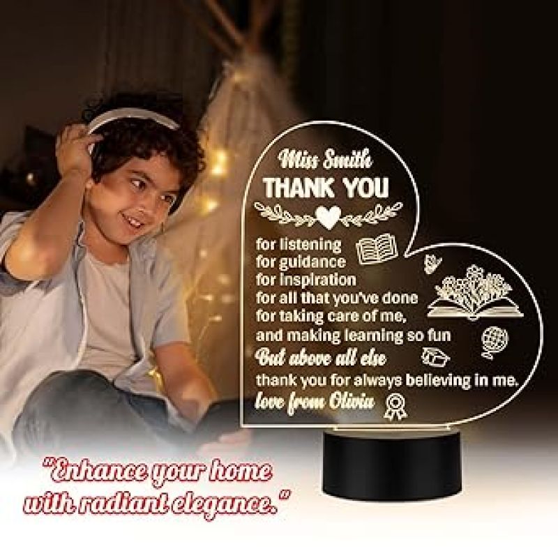 Personalized Thankyou Gift for Teacher from Student Teachers Day Gift for Teacher, Mom, Father, Sister, Brother Warm White Light