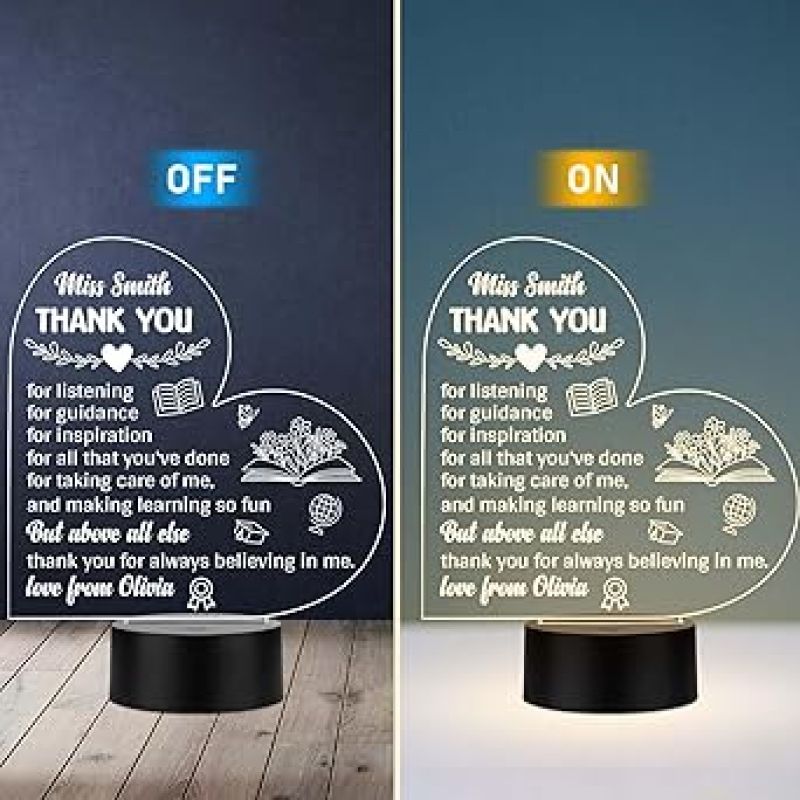 Personalized Thankyou Gift for Teacher from Student Teachers Day Gift for Teacher, Mom, Father, Sister, Brother Warm White Light