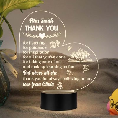 Personalized Thankyou Gift for Teacher from Student Teachers Day Gift for Teacher, Mom, Father, Sister, Brother Warm White Light
