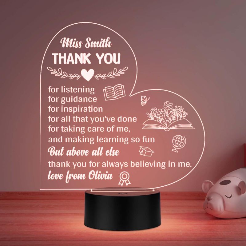 Personalized Thankyou Gift for Teacher from Student Teachers Day Gift for Teacher, Mom, Father, Sister, Brother Multicolored Light