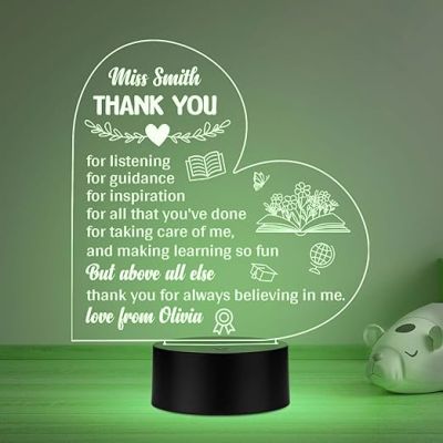 Personalized Thankyou Gift for Teacher from Student Teachers Day Gift for Teacher, Mom, Father, Sister, Brother Multicolored Light