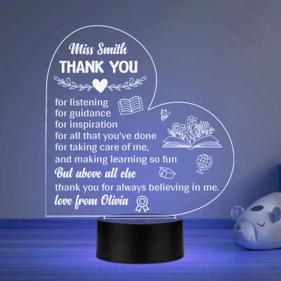 Personalized Thankyou Gift for Teacher from Student Teachers Day Gift for Teacher, Mom, Father, Sister, Brother Multicolored Light