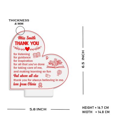 Personalized Thankyou Gift for Teacher from Student Teachers Day Gift for Teacher, Mom, Father, Sister, Brother Multicolored Light