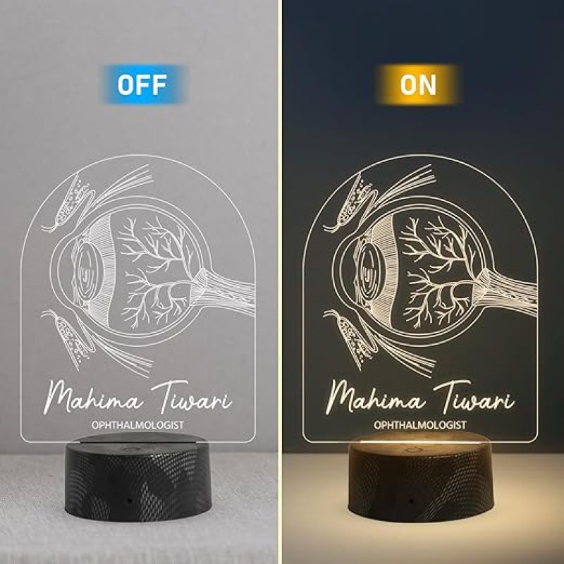 Personalized Ophthalmologist Eye Doctor LED Night Light Doctor Clinic Office Decor Thankyou Gift for Eye Doctor 3D Eye Light Led Lamp Warm White Light