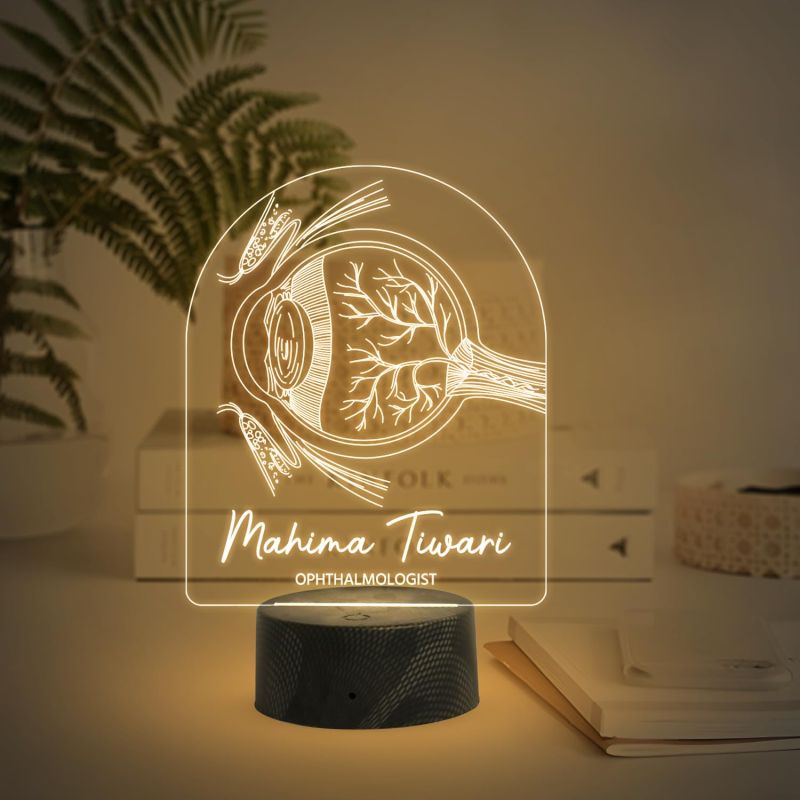 Personalized Ophthalmologist Eye Doctor LED Night Light Doctor Clinic Office Decor Thankyou Gift for Eye Doctor 3D Eye Light Led Lamp Warm White Light