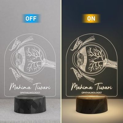 Personalized Ophthalmologist Eye Doctor LED Night Light Doctor Clinic Office Decor Thankyou Gift for Eye Doctor 3D Eye Light Led Lamp Warm White Light