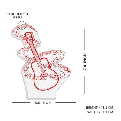 3D Illusion Guitar LED Desk Table Lamp Music Lover Gift Birthday Return Gift Music Room Decor Light Gift for Guitar Lover Warm White Light