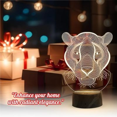 3D Illusion Lion Face Night Lamp Return Gift Kids Birthday Bedside Lamp Room Decor for Child Girls Boys Warm White Light