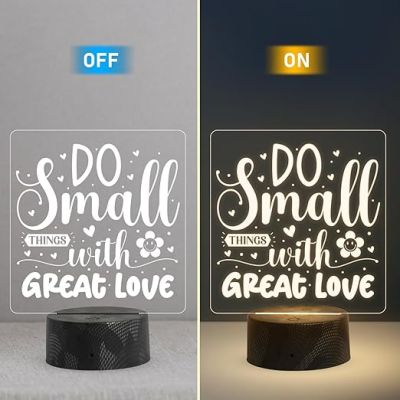 Do Small Things with Great Love Engraved Quote Led Lamp with Warm White Light Home Decor Light Bedside Desk Table Lamp