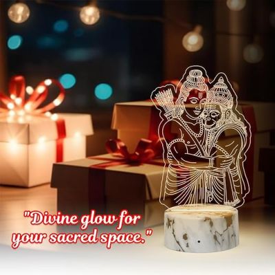 3D Illusion Ramji & Hanuman Led Night Lamp Religious Gift Items  Home Office & Pooja Room Decoration Light Diwali Gift Corporate Gift Warm White Light