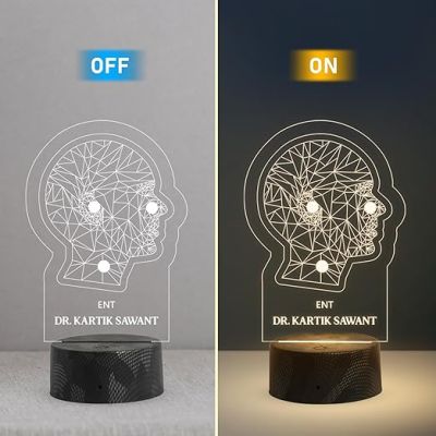 Personalized Otolaryngologist Led Lamp Doctor Name Night Light Doctor Clinic Decor Light Gift for Doctor Warm White Light