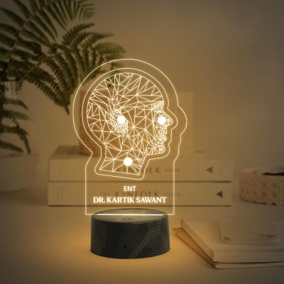 Personalized Otolaryngologist Led Lamp Doctor Name Night Light Doctor Clinic Decor Light Gift for Doctor Warm White Light