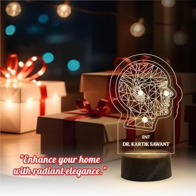 Personalized Otolaryngologist Led Lamp Doctor Name Night Light Doctor Clinic Decor Light Gift for Doctor Warm White Light