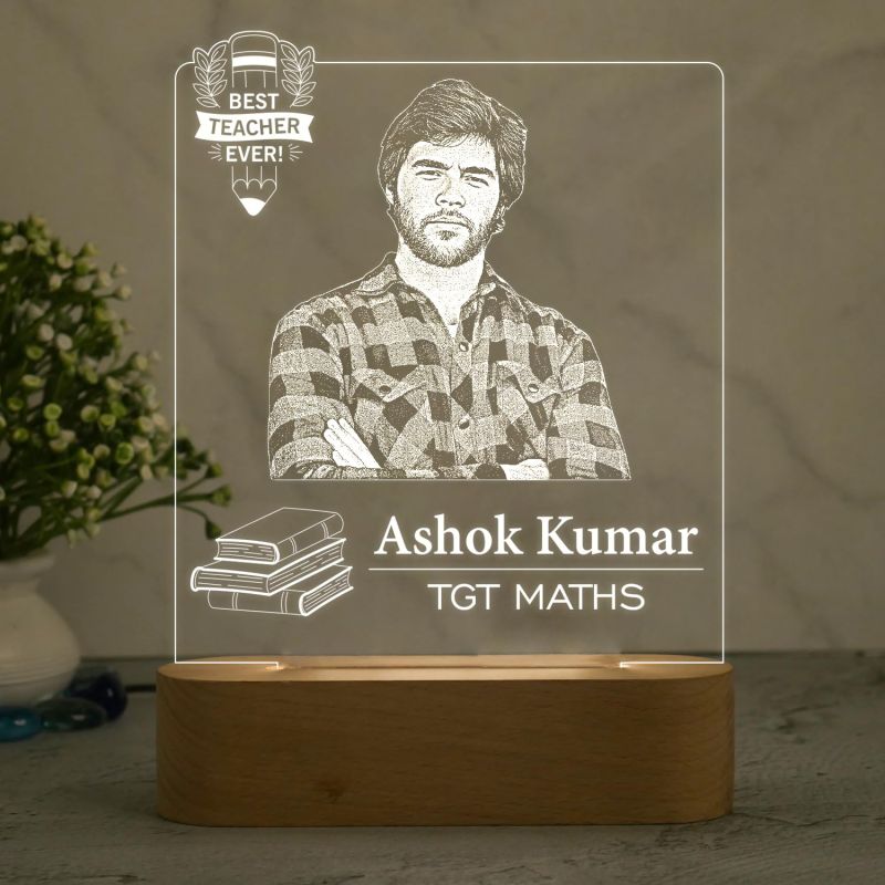 Personalized Best Teacher Ever Night Lamp  Teacher Day Gift from Student Birthday Gift for Teacher Memorable Gift for Mam & Sir  Warm White Light